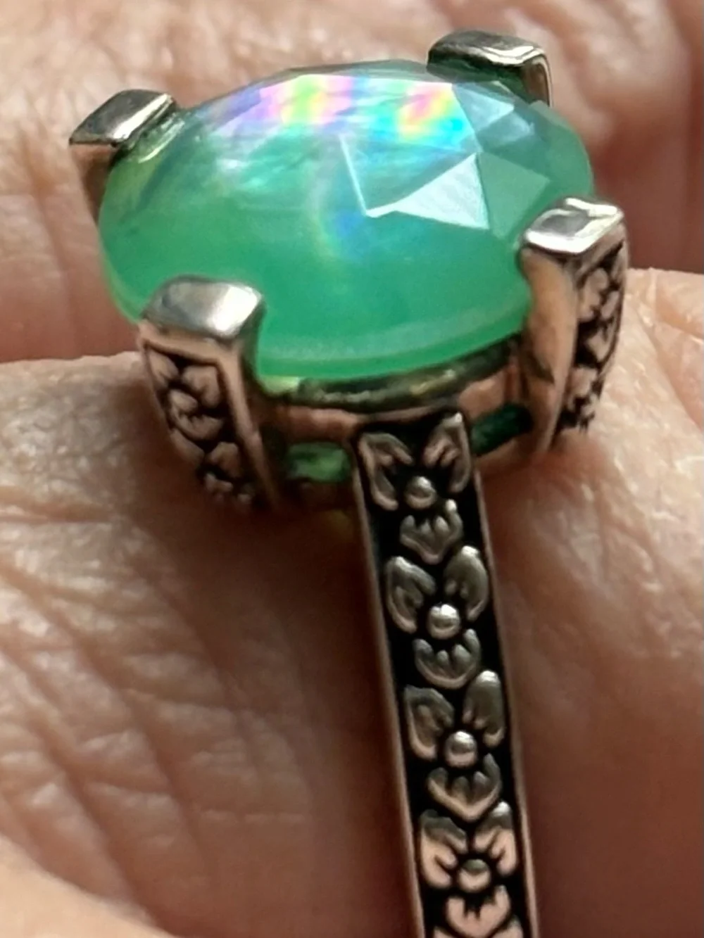 Stephen Dweck Chyroprase Gemstone Sterling Silver Ring 8